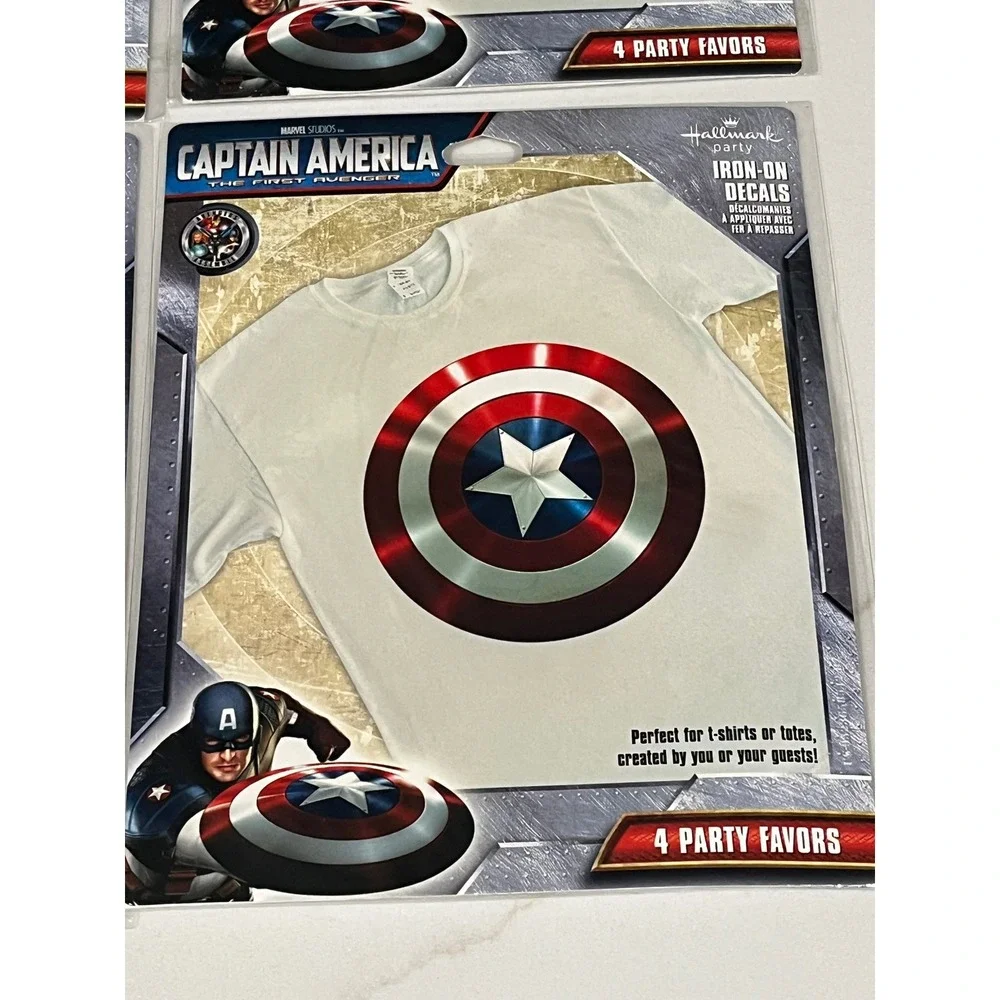 Sealed 6 pack of‎ Party Captain America Iron On Decals 4 Party Favors Marvel